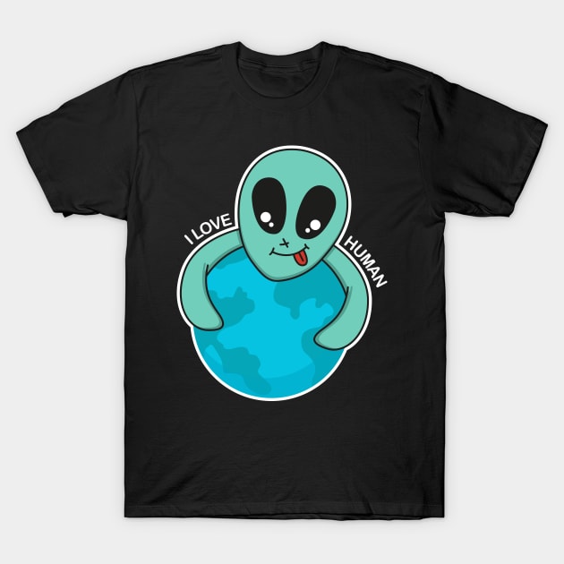 alien love human T-Shirt by Riczdodo